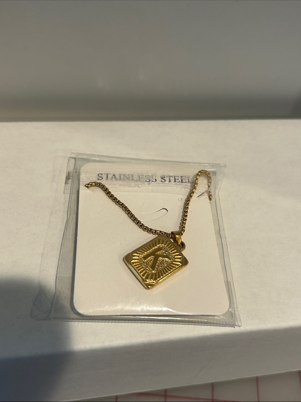 Gold Initial 'K' Pendant Necklace - Women Jewelry - Picture 4 of 4